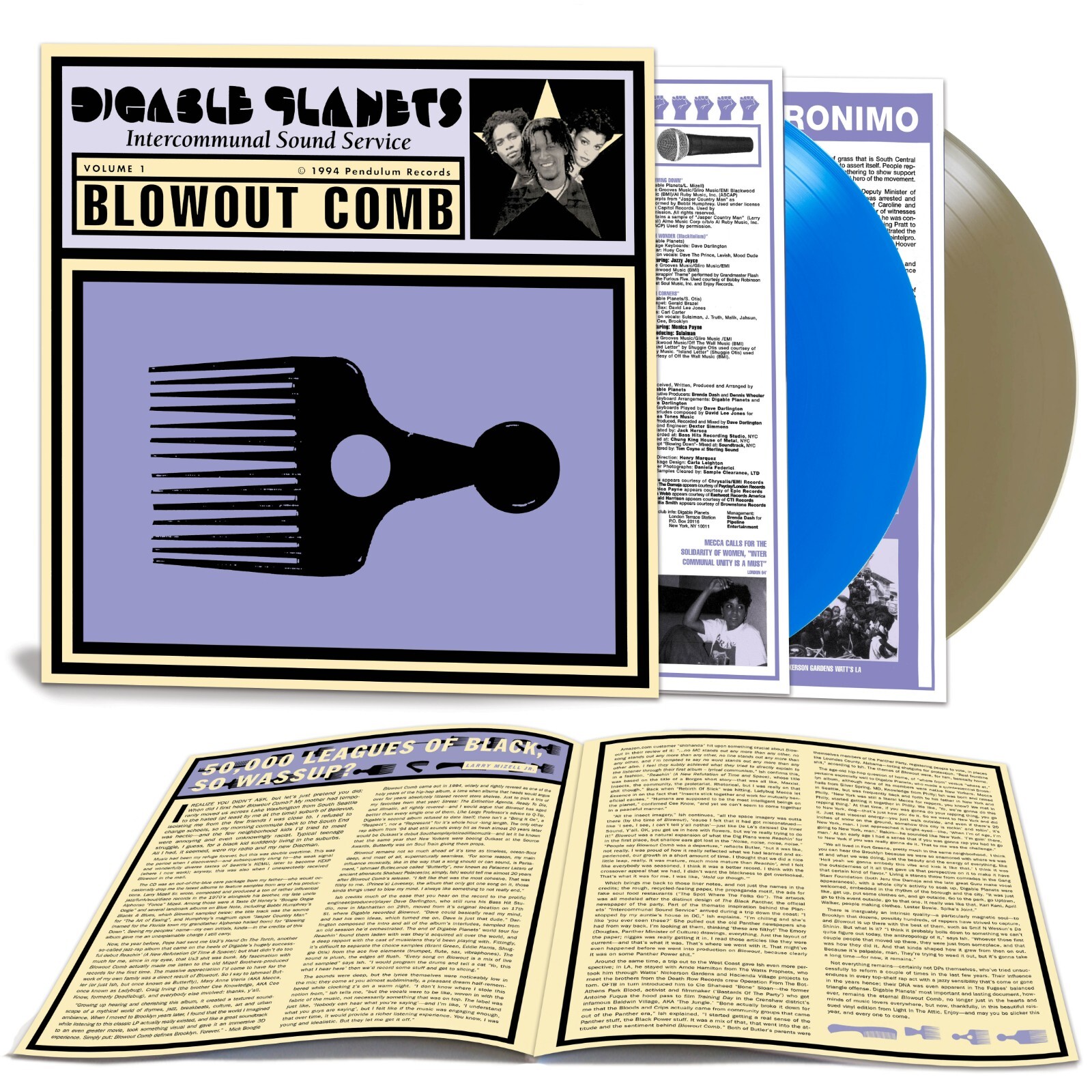 DIGABLE PLANETS – Blowout Comb, Ltd 2LP GOLD + BLUE COLORED VINYL New & Sealed!