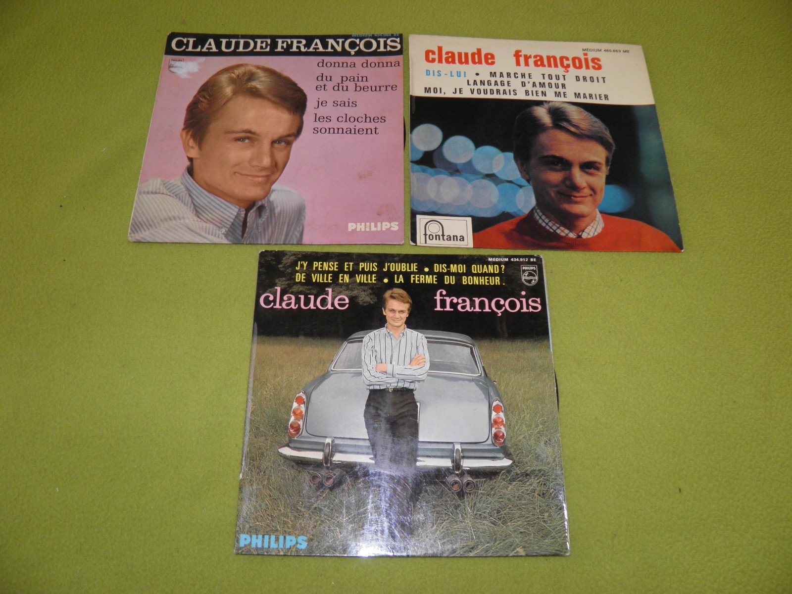 Claude François – 3 x EP 7″RARE Original France Pressings “Philips” & “Fontana”