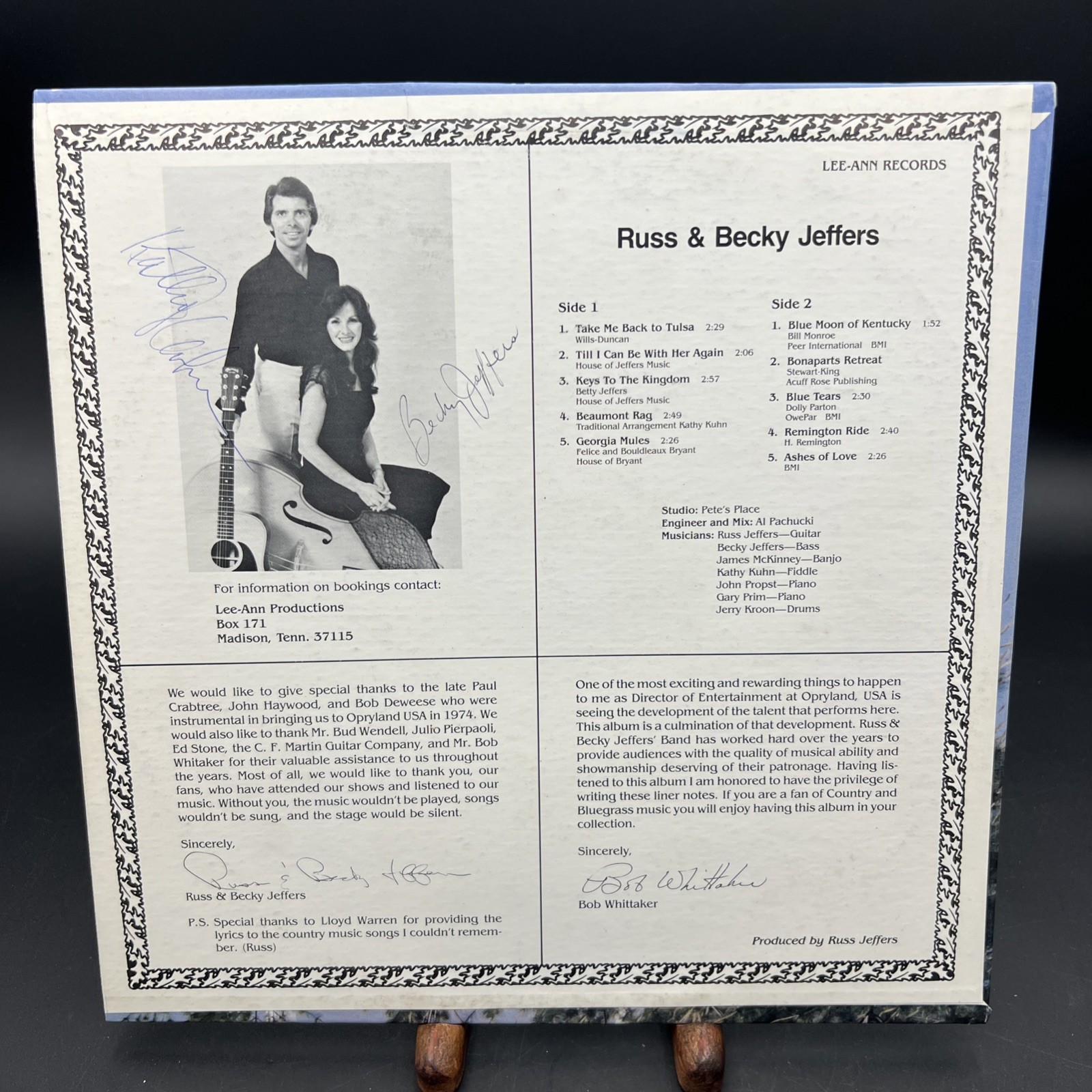 Russ & Becky Jeffers Band Opryland USA LA-1002 SIGNED Kathy Kuhn, Becky Jeffers