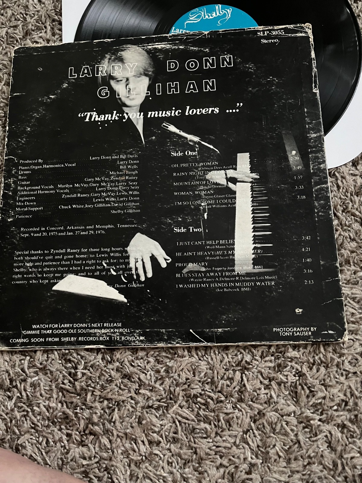 LARRY DONN GILLIHAN THANK YOU MUSIC LOVERS LP PRIVATE PRESS 76 ROCKABILLY LOUNGE
