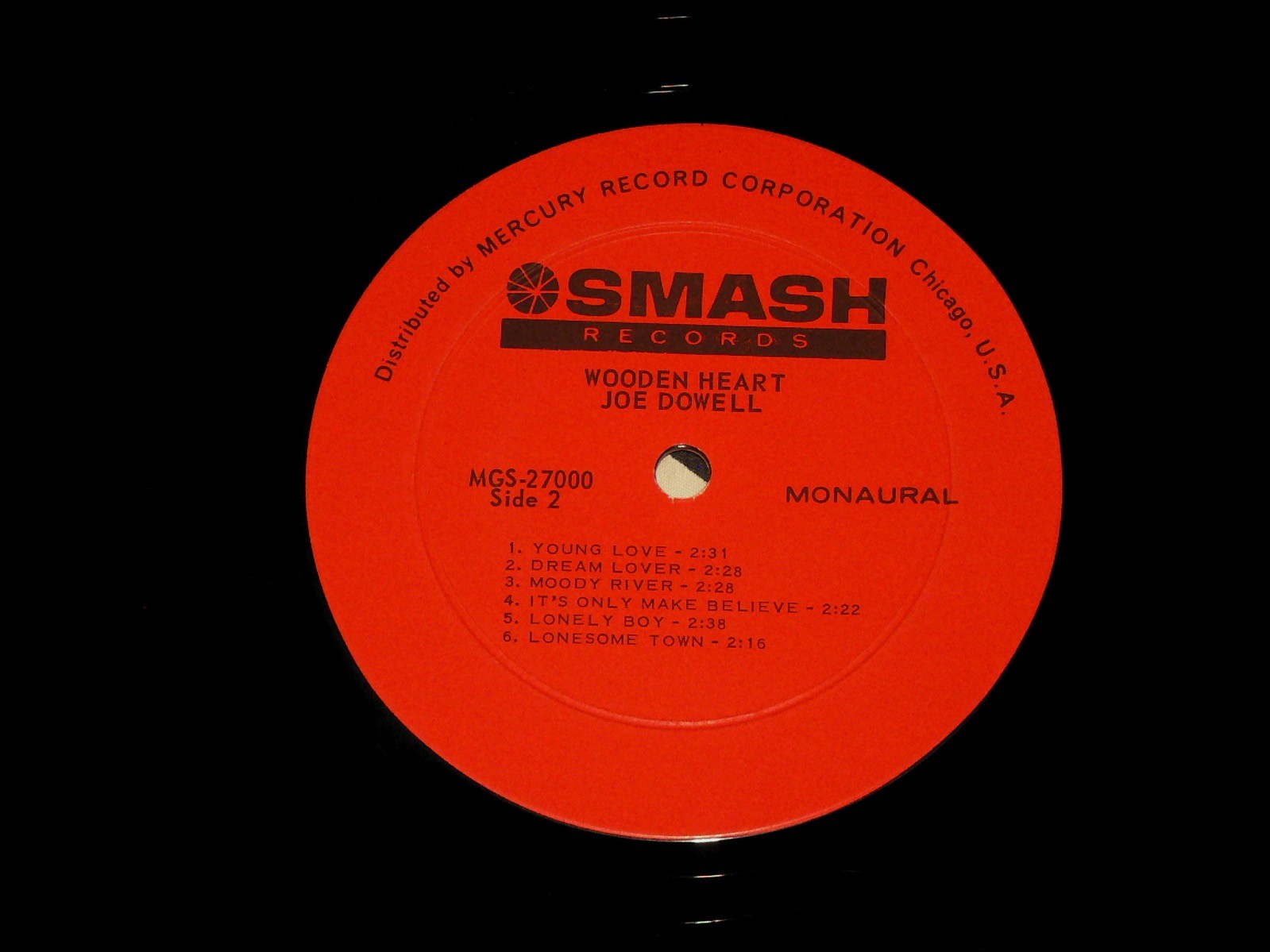 JOE DOWELL Wooden Heart 1961 Smash MGS-27000 1st Teen Pop Rock ’N Roll Vinyl LP