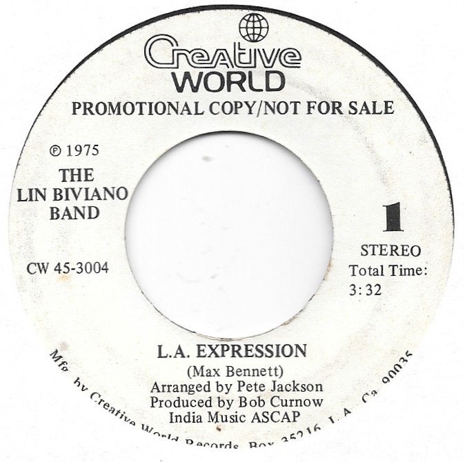LIN BIVIANO BAND LA Expression on Creative World soul jazz funk PROMO 45 HEAR