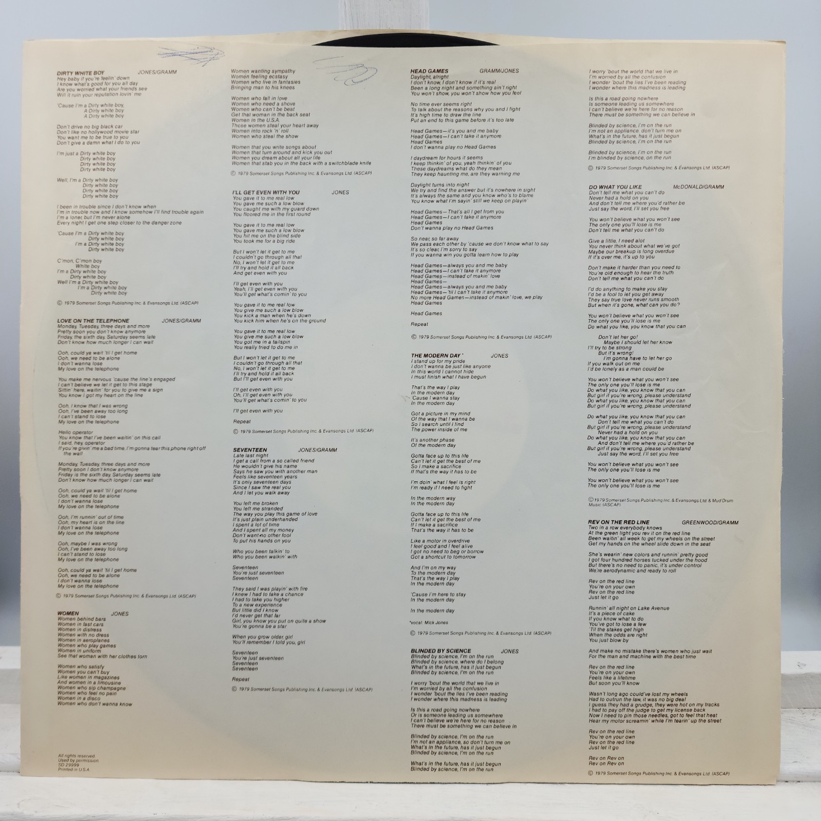 FOREIGNER HEAD GAMES LP