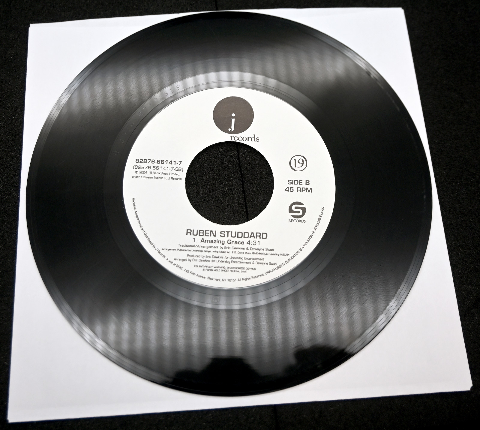 RUBEN STUDDARD I NEED AN ANGEL / AMAZING GRACE 7″ VINYL US 45RPM CLEANED