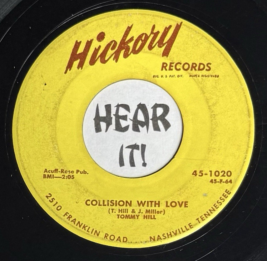 Hot 50s Country Bop 45 TOMMY HILL Collision With Love / Honky Tonk HICKORY hear