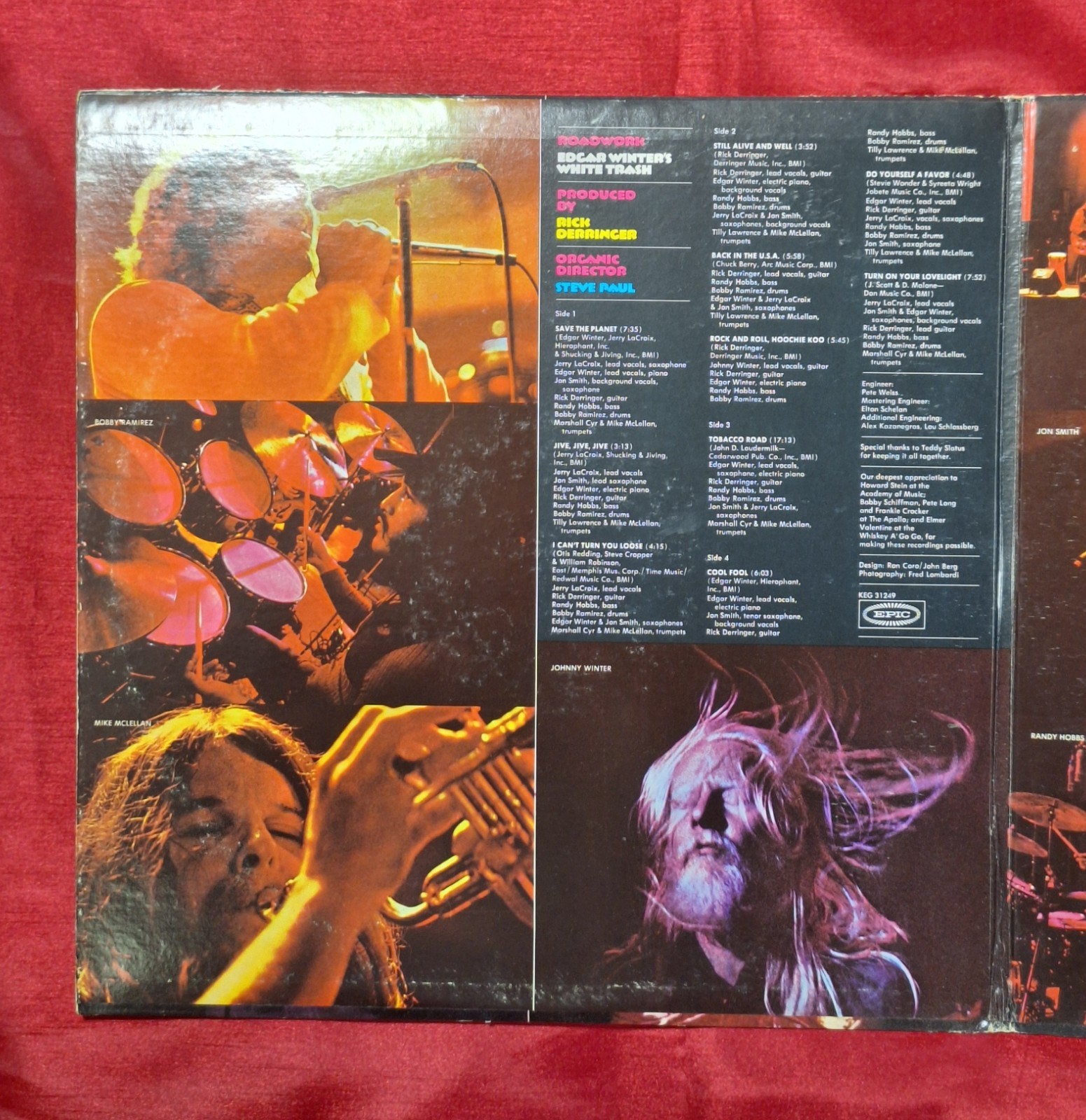 Edgar Winter’s White Trash- Roadwork 1972 Double LP Vinyl KEG31249 PLAYS GREAT