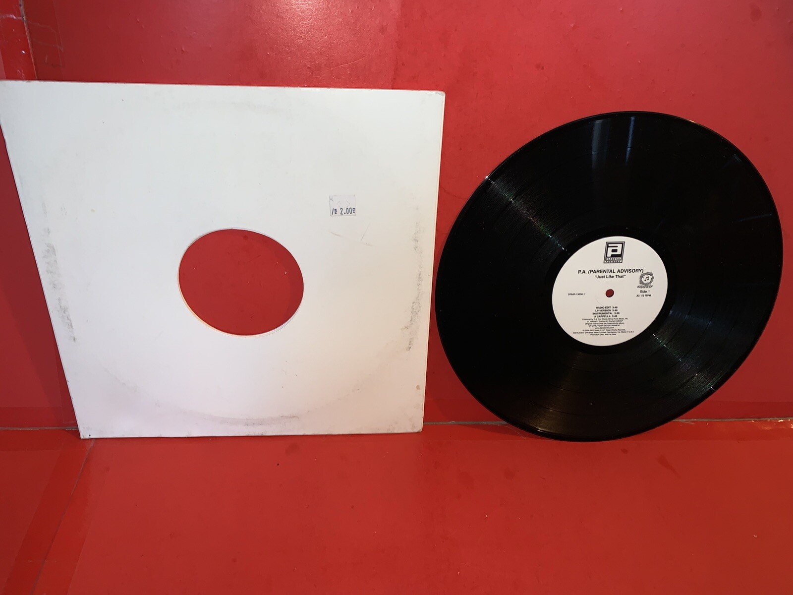 P.A. (Parental Advisory) – Just Like That/Sundown – Promo 12″ EP