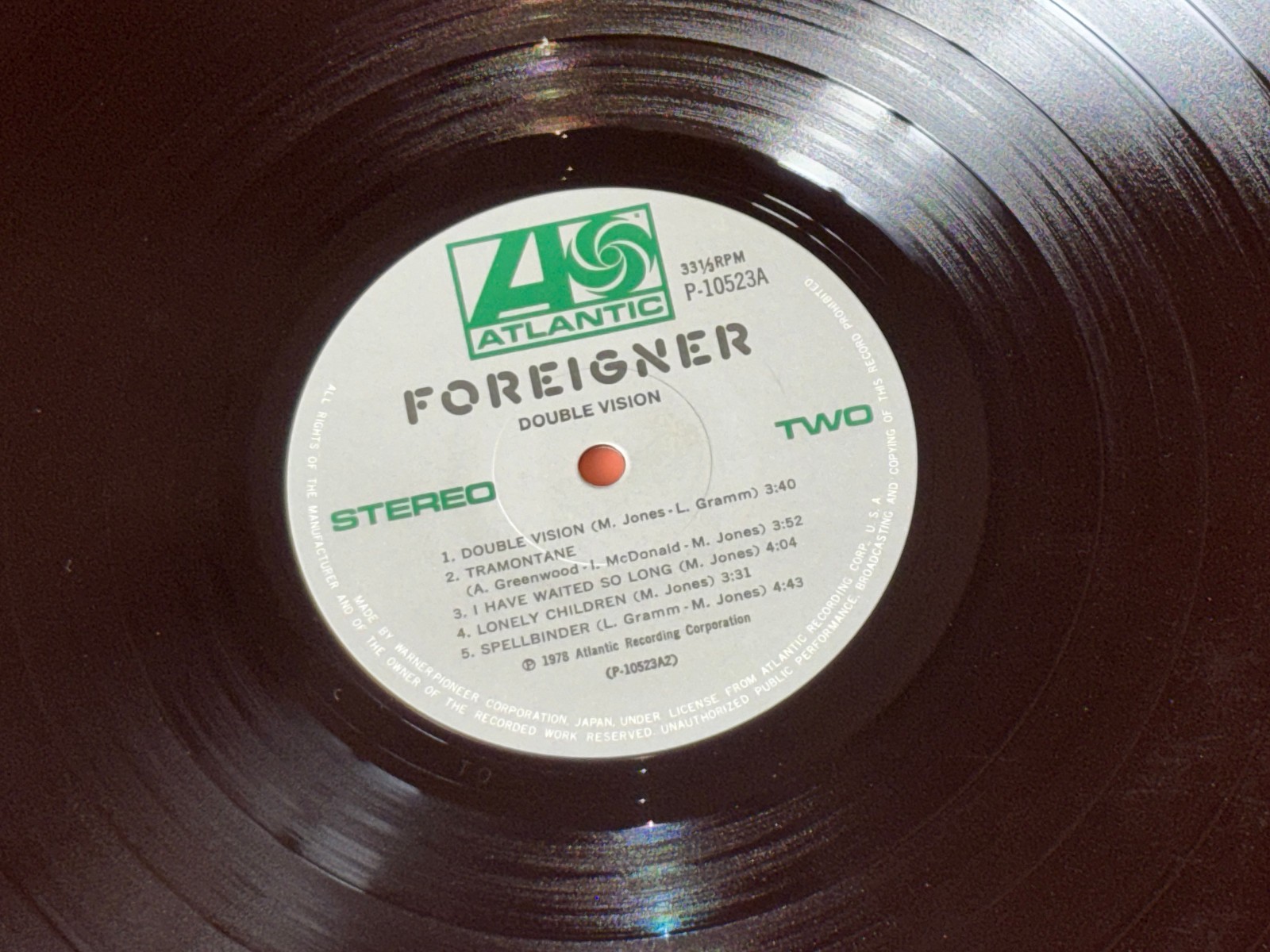 FOREIGNER – Double Vision Atlantic ‎– P-10523A JAPAN 1978 EX- ORIGINAL VINYL LP