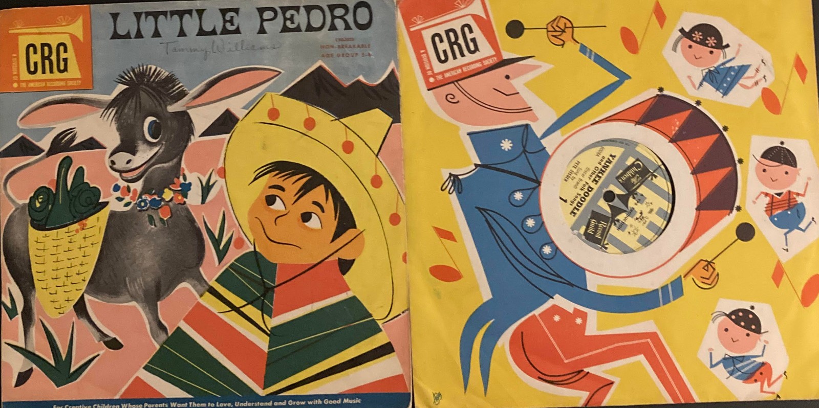 2 lp Lot CRG 5025 kids records Little pedro – yankee doodle 9008 Pete Seger