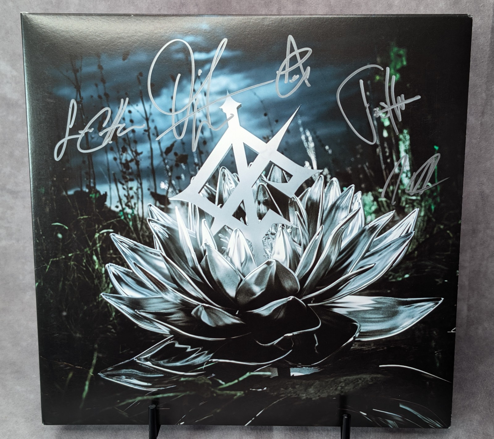 WE CAME AS ROMANS Darkbloom Signed / Autographed Sea Blue Grey Black Vinyl LP