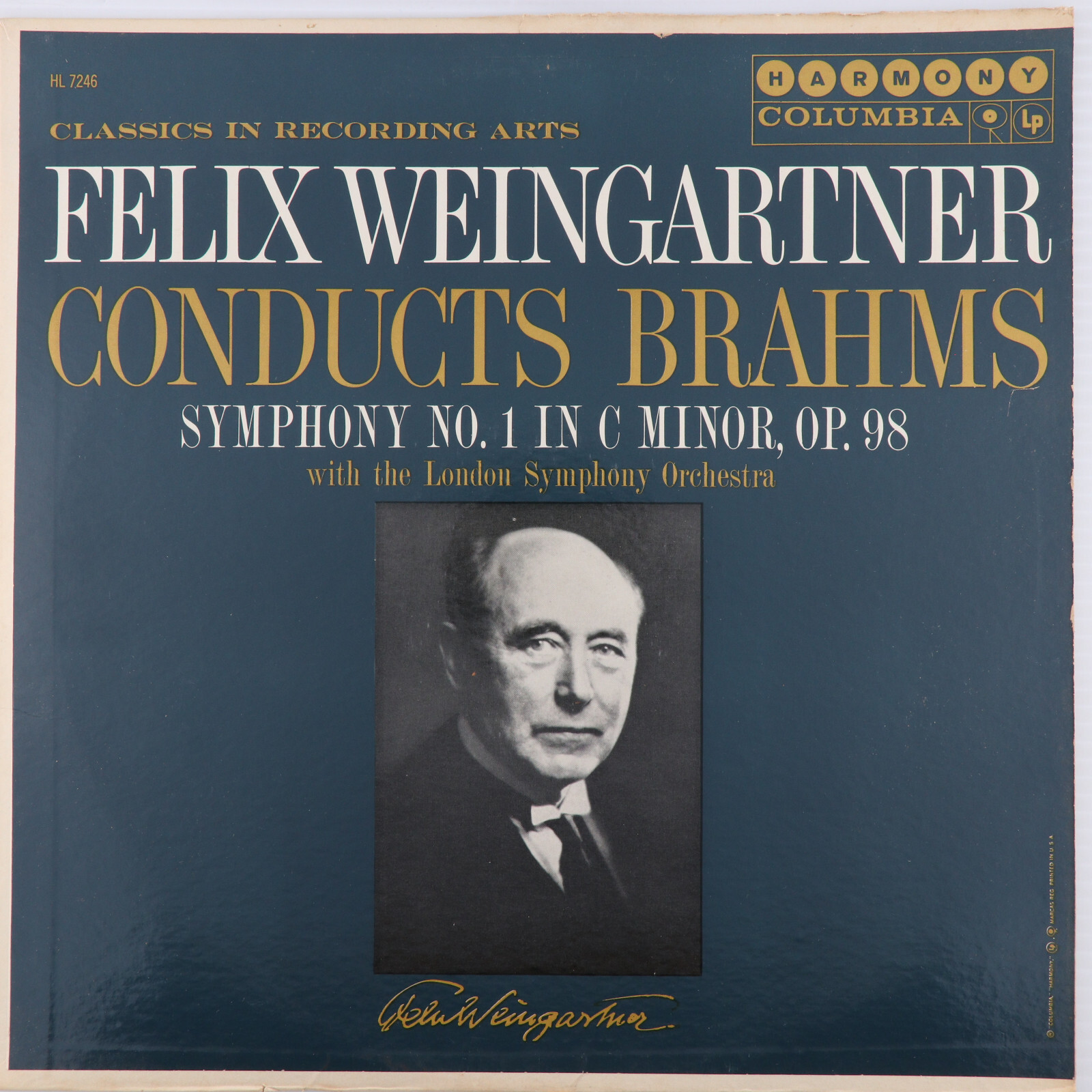Weingartner / Brahms – Symphony No. 1 In C Minor – Mono LP Vinyl Record HL 7246
