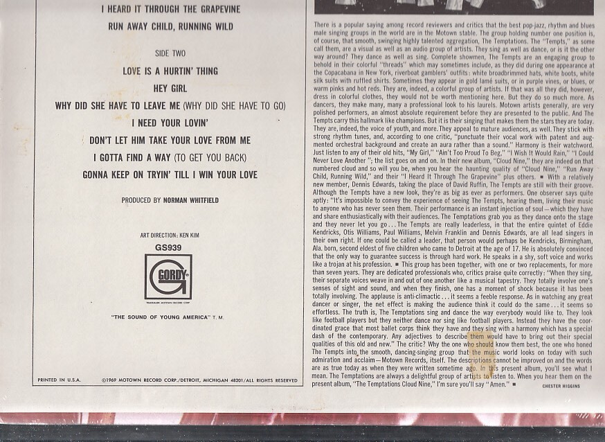 Temptations – Cloud Nine Factory Sealed LP