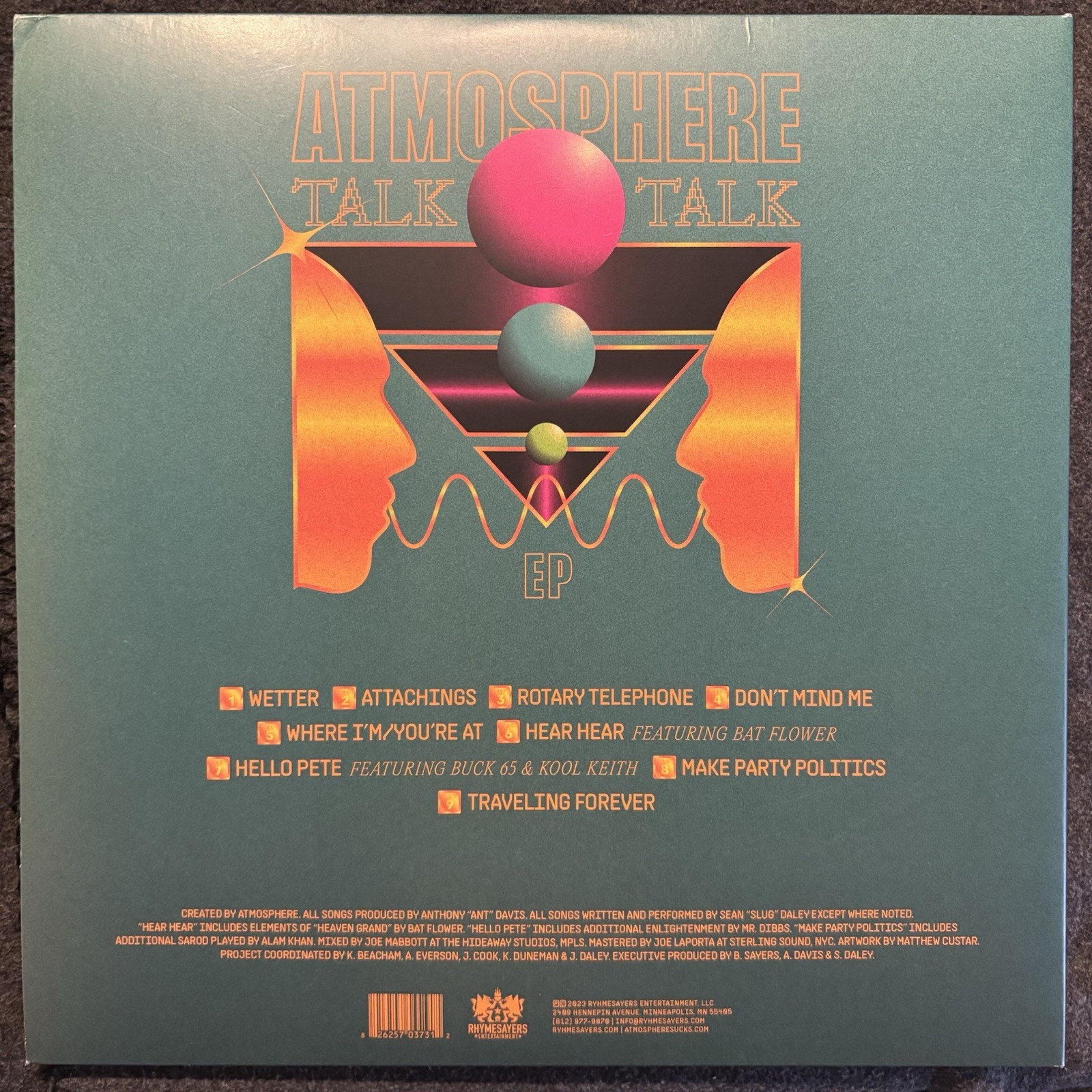 Atmosphere Talk Talk EP SIGNED PINK COLORED VINYL ALBUM AUTOGRAPH 2023 Ant Slug