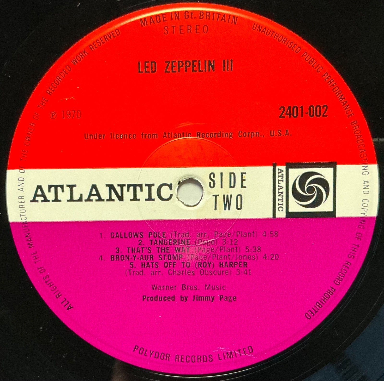 LED ZEPPELIN LED ZEPPELIN III ORIGINAL UK RED/PLUM A5/B7 “CELEBRATION” No “PG”