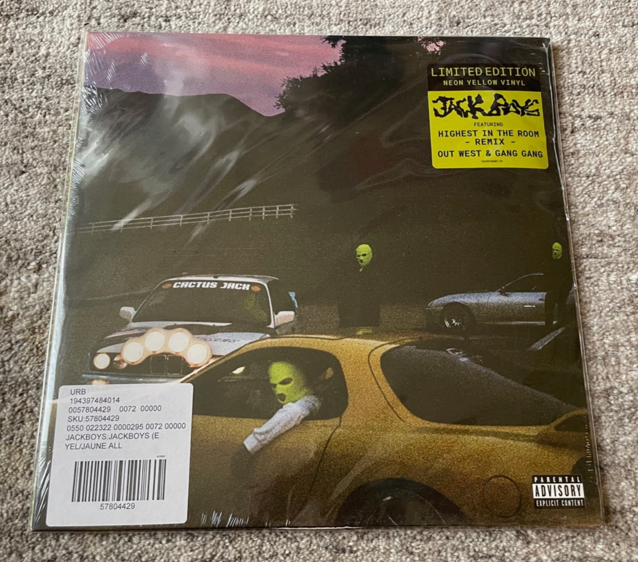 Travis Scott Jackboys Vinyl LP Limited Edition Neon Yellow Brand New