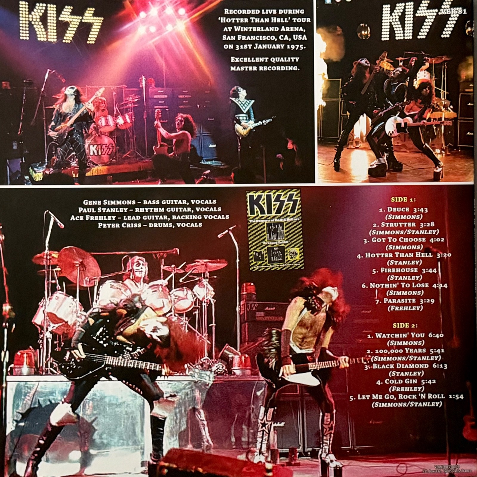 Kiss Alive! In Winterland Jan 1975 Vinyl LP Hotter Than Hell Tour Soundboard NEW