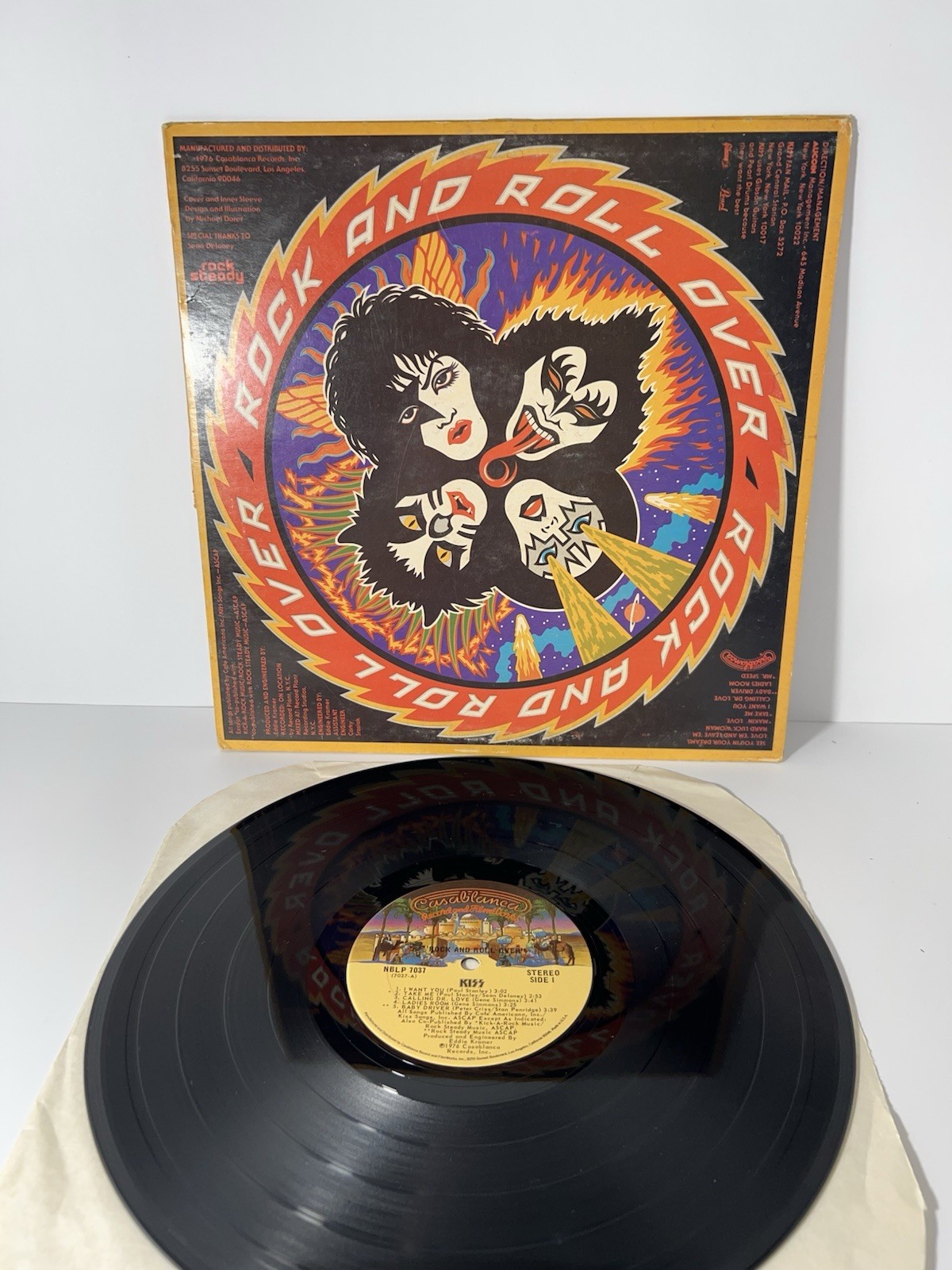 KISS- ROCK AND ROLL OVER 1976 CLUB PRESSING CLASSIC HARD ROCK VINYL LP NBLP7037