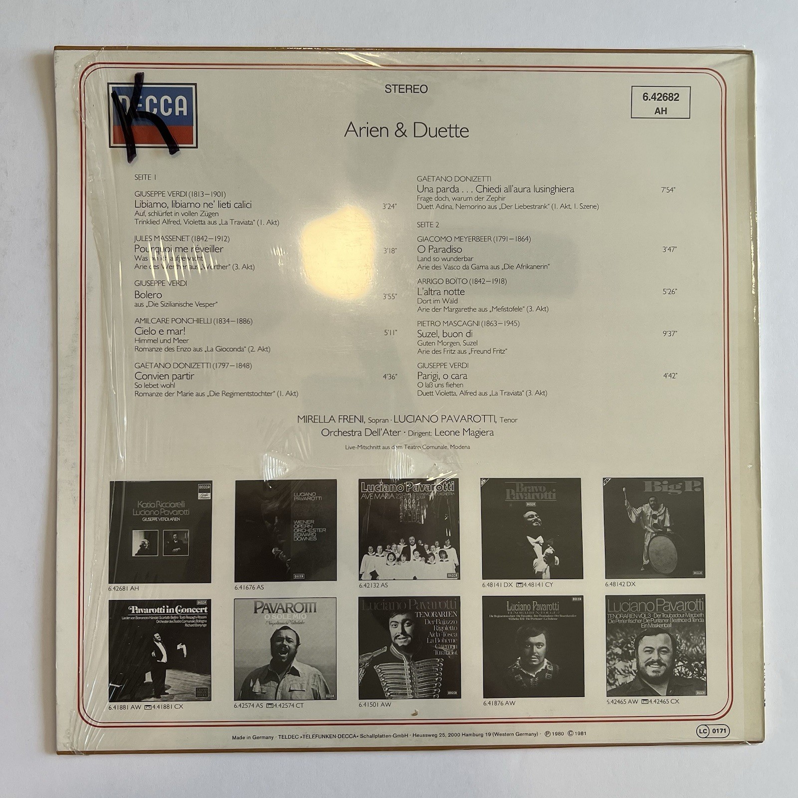 Freni & Pavarotti – Arien & Duette (German Import, Decca LC 0171)