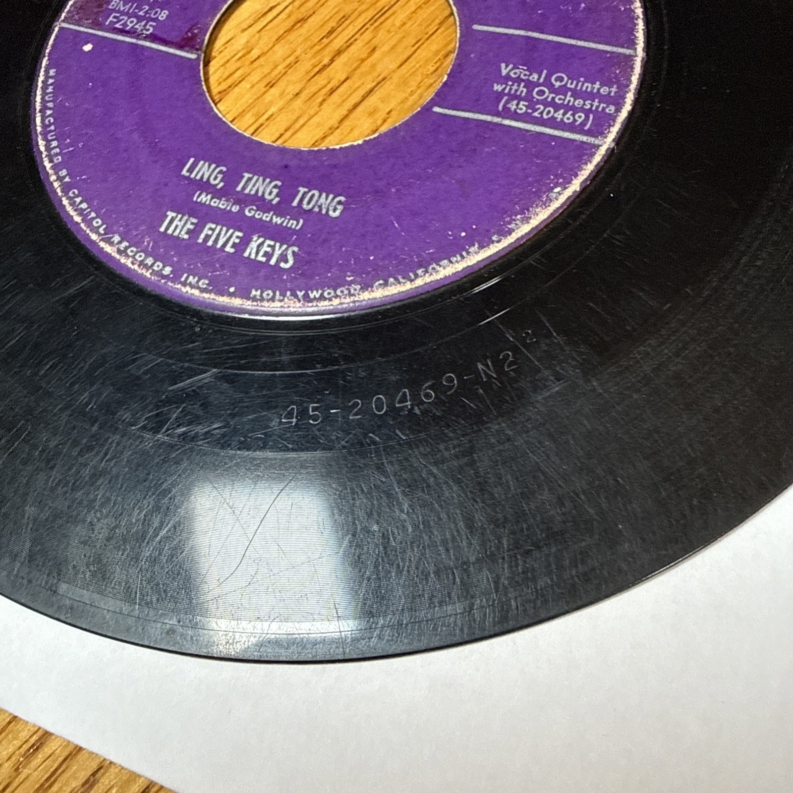 Five Keys LING TING TONG / I’M ALONE (DOO WOP 45) #2945 Vinyl Record