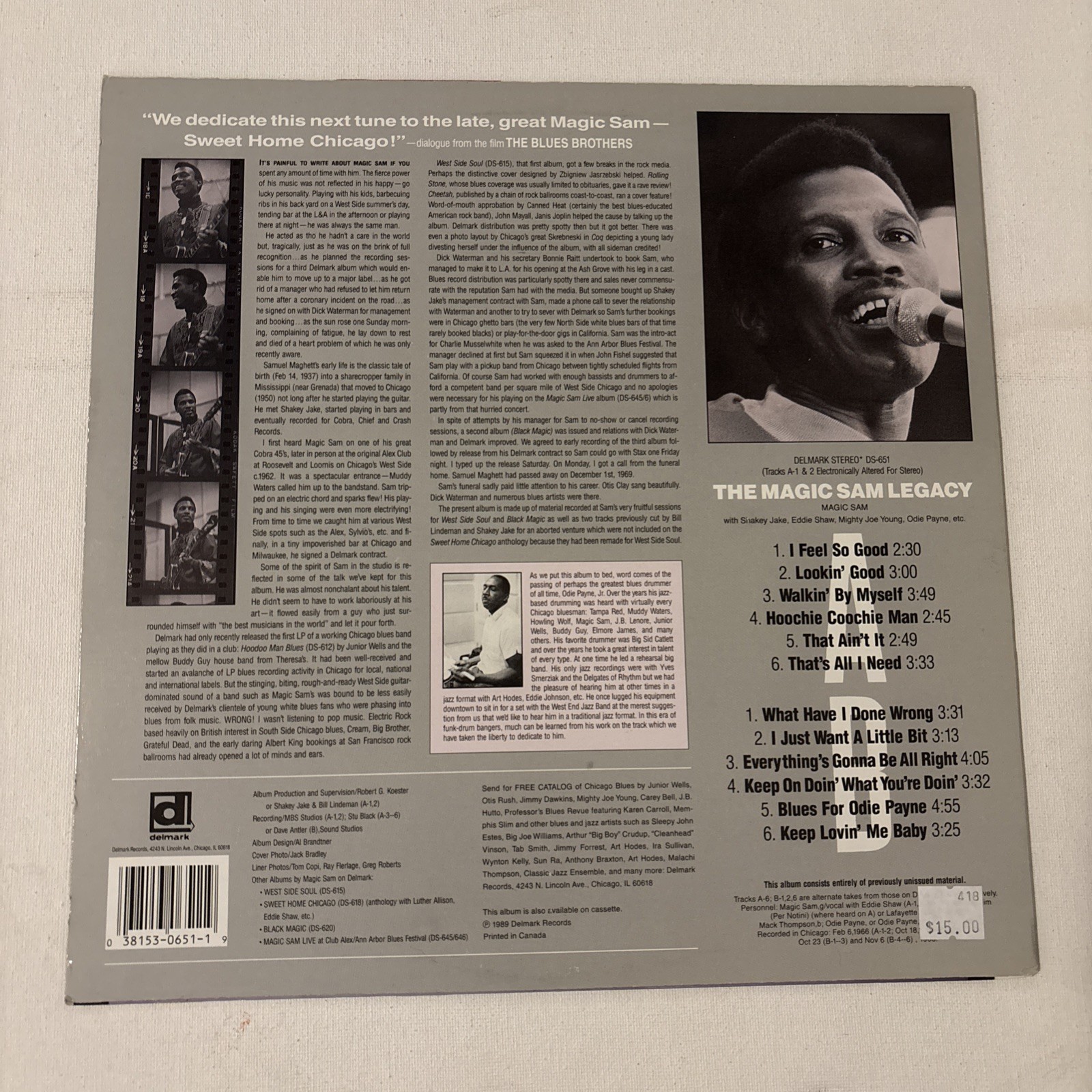 Magic Sam The Magic Sam Legacy 1989 Vinyl LP Delmark Records DS-651 EX/EX