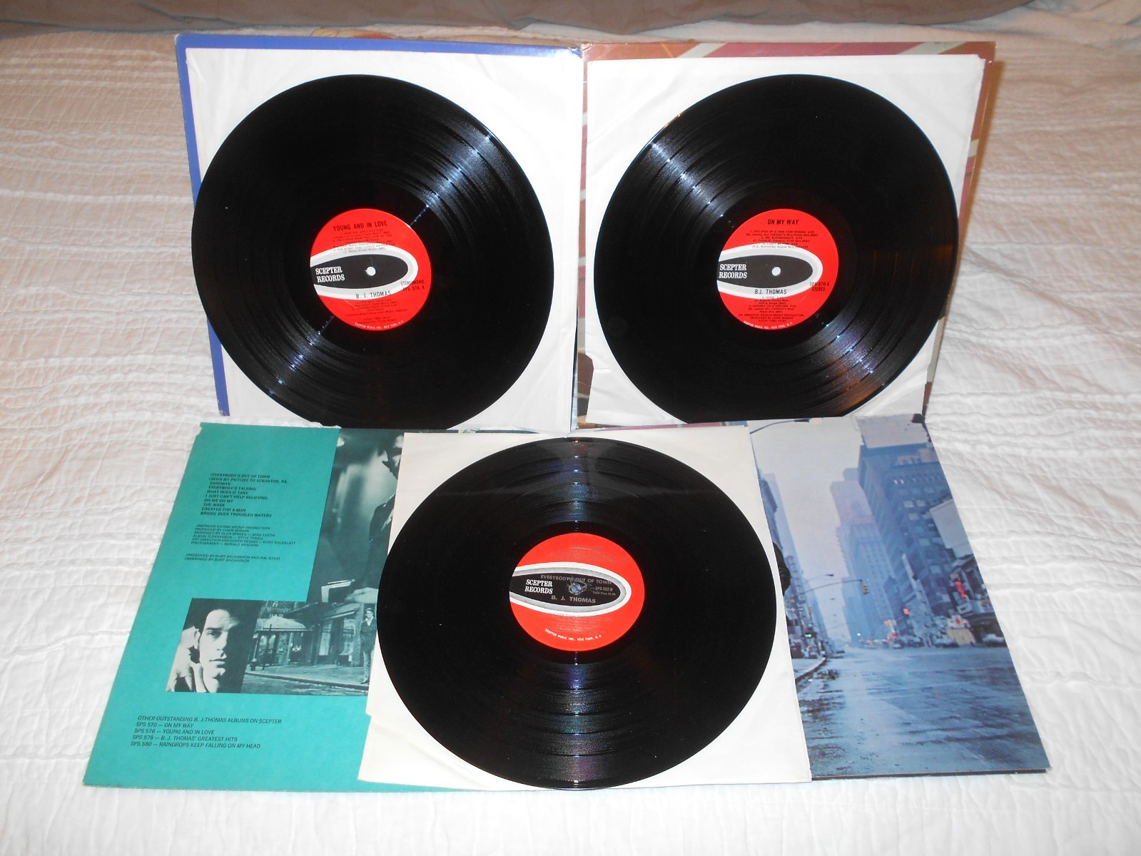 B.J. Thomas Young and In Love, Everybody’s Out Of Town, On My Way 3 LPs Lot!