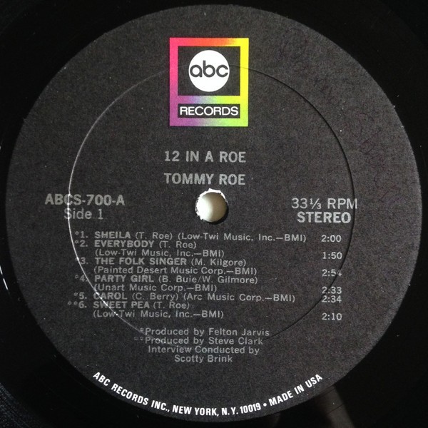 Tommy Roe – 12 In A Roe A Collection Of Tommy Roe’s Greatest Hits (LP) (Very Goo