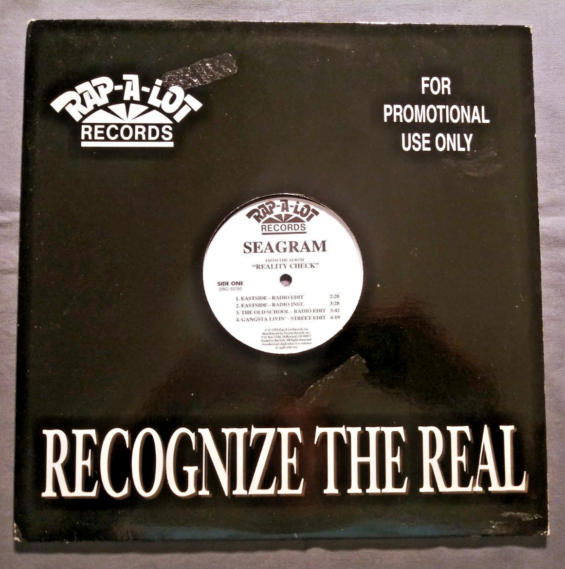 Rap-A-Lot Records PROMO Seagram – Reality Check RARE 1994 EP G-Funk J. Prince EX