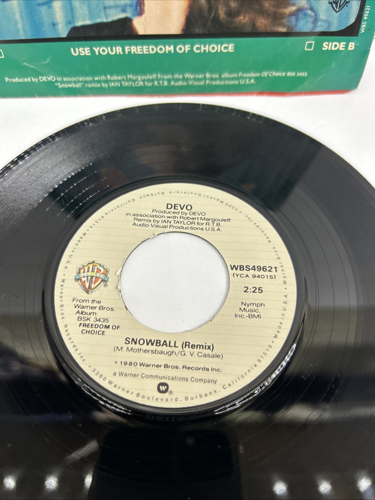 DEVO Snowball / Freedom Of Choice – 1980 WARNER BROS. 7” 45 NEW WAVE SYNTH POP