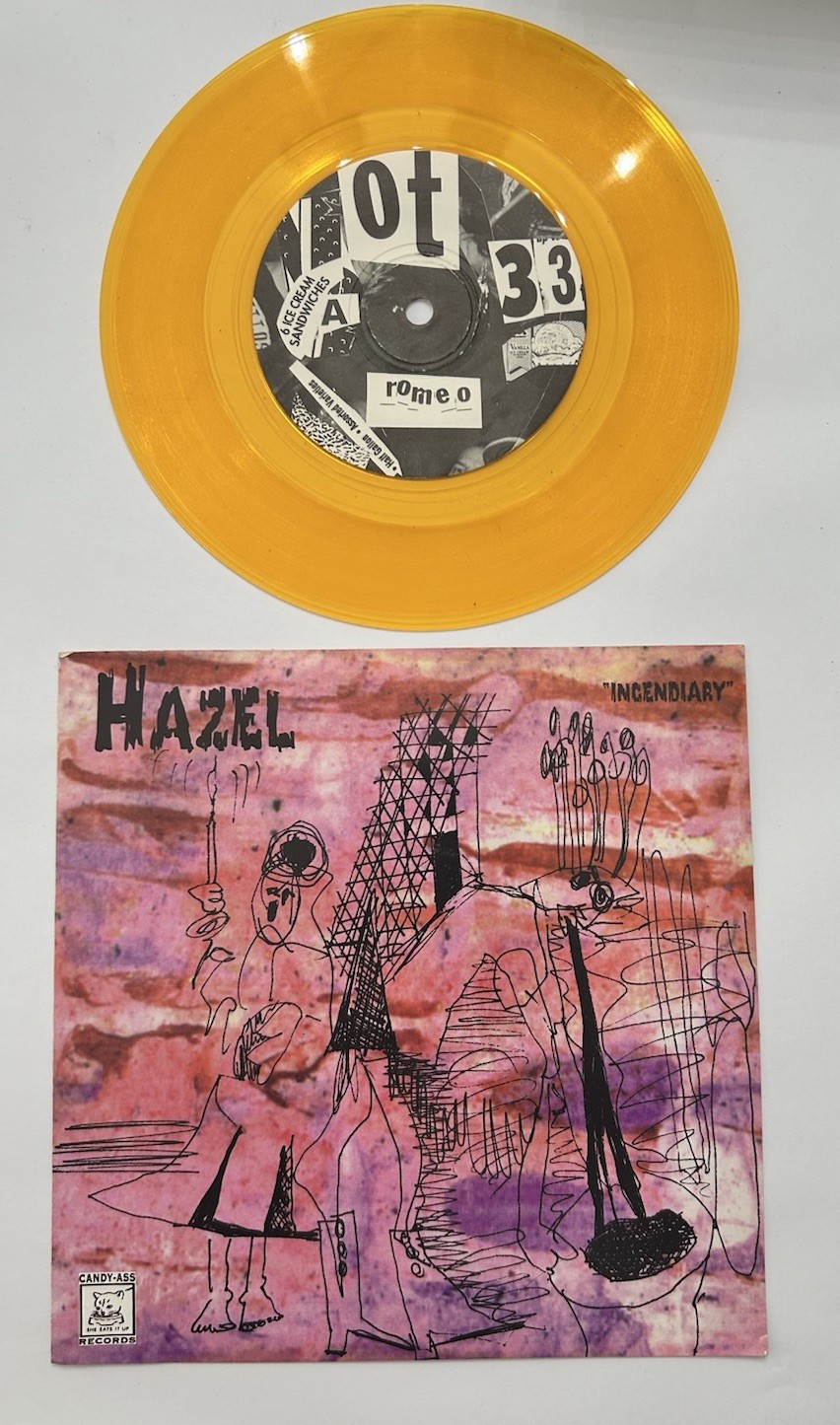 Ovarian Trolley / Hazel Split 7” 1997 Indie Alt Rock Margaret Killgallen Art