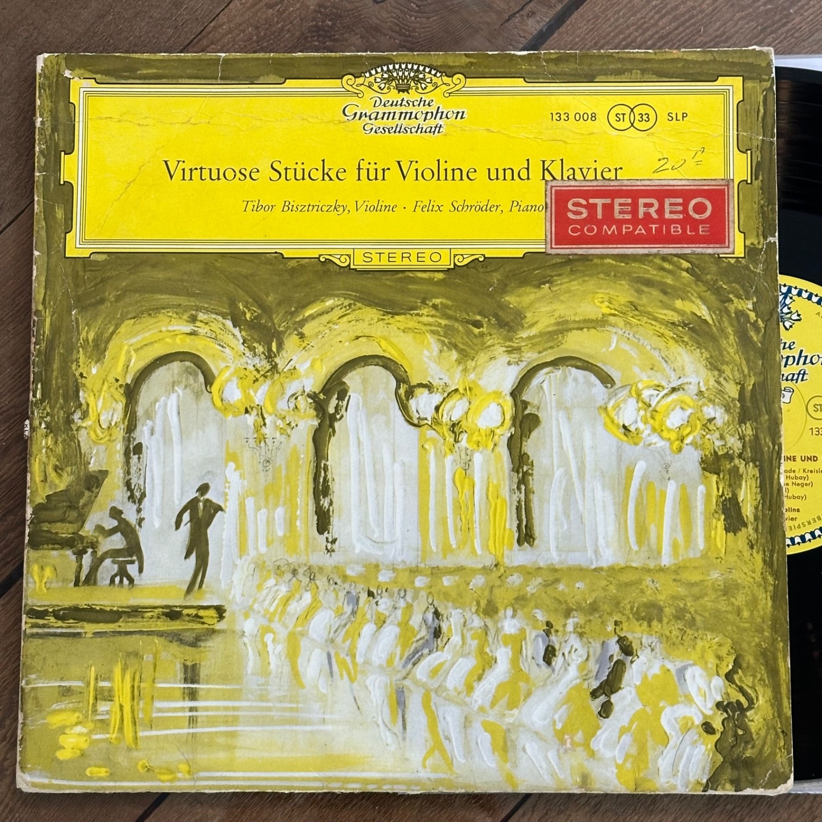 RARE! ED1 10” lp German DGG Bisztriczky Schröder Violin Piano Tibor Red Stereo