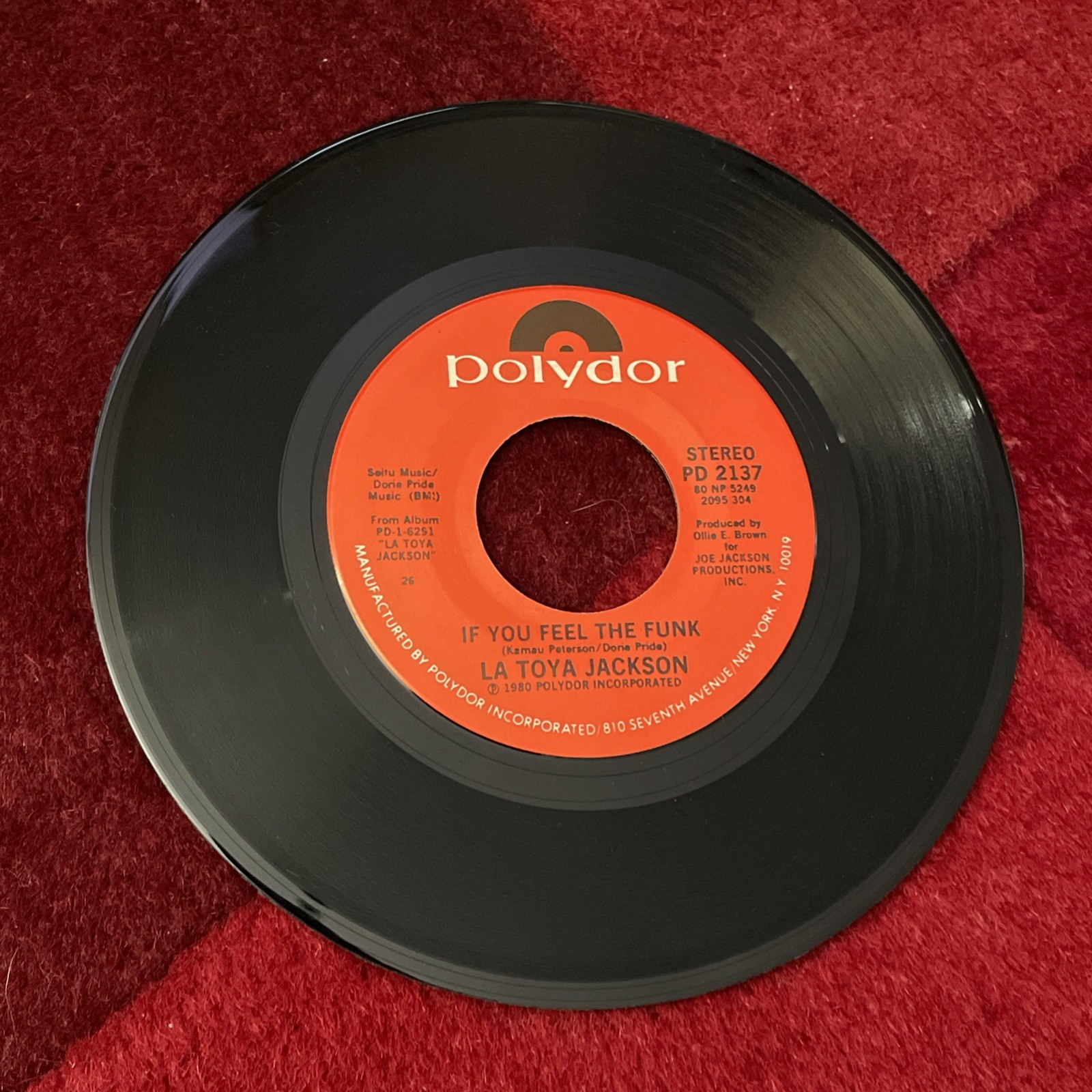 La Toya Jackson 45 RPM Record Polydor 2137 If You Feel The Funk/Lovely Is She
