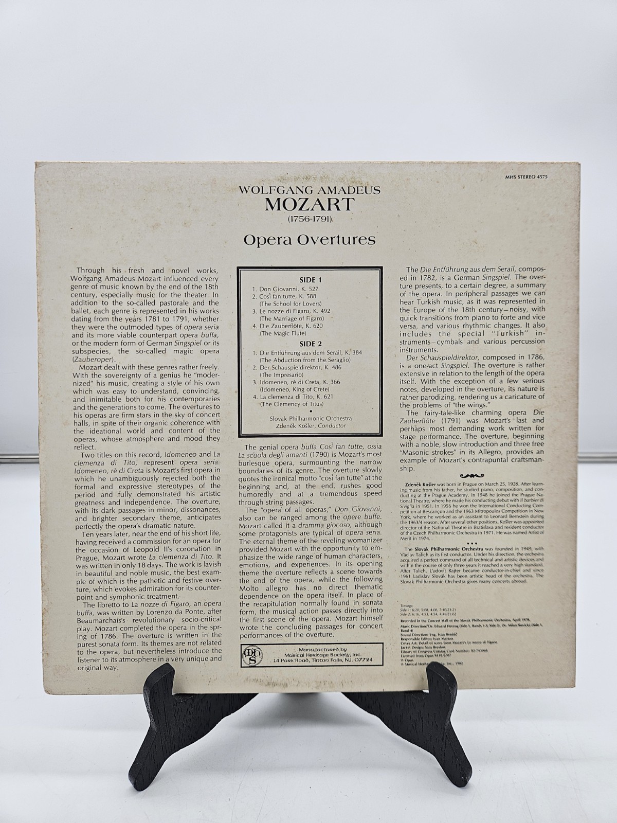 Wolfgang Amadeus Mozart, Slovak Philharmonic Orchestra, Zdeněk Košler, Opera O