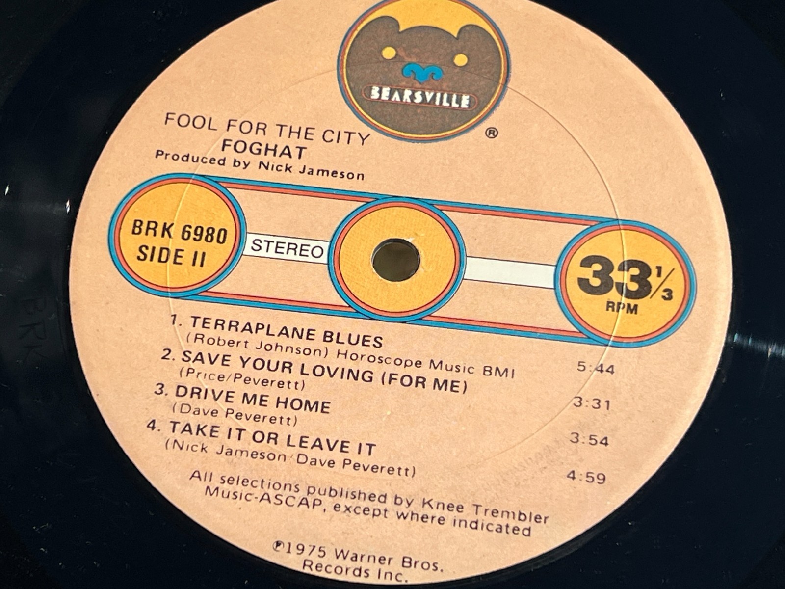 FOGHAT FOOL FOR THE CITY USED LP VINYL RECORD