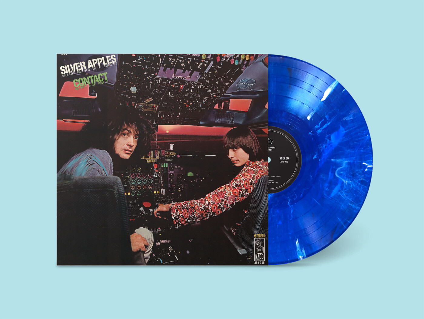 SILVER APPLES “Contact” Lp -Ltd Blue & White Colored Vinyl -Jackpot Records NEW