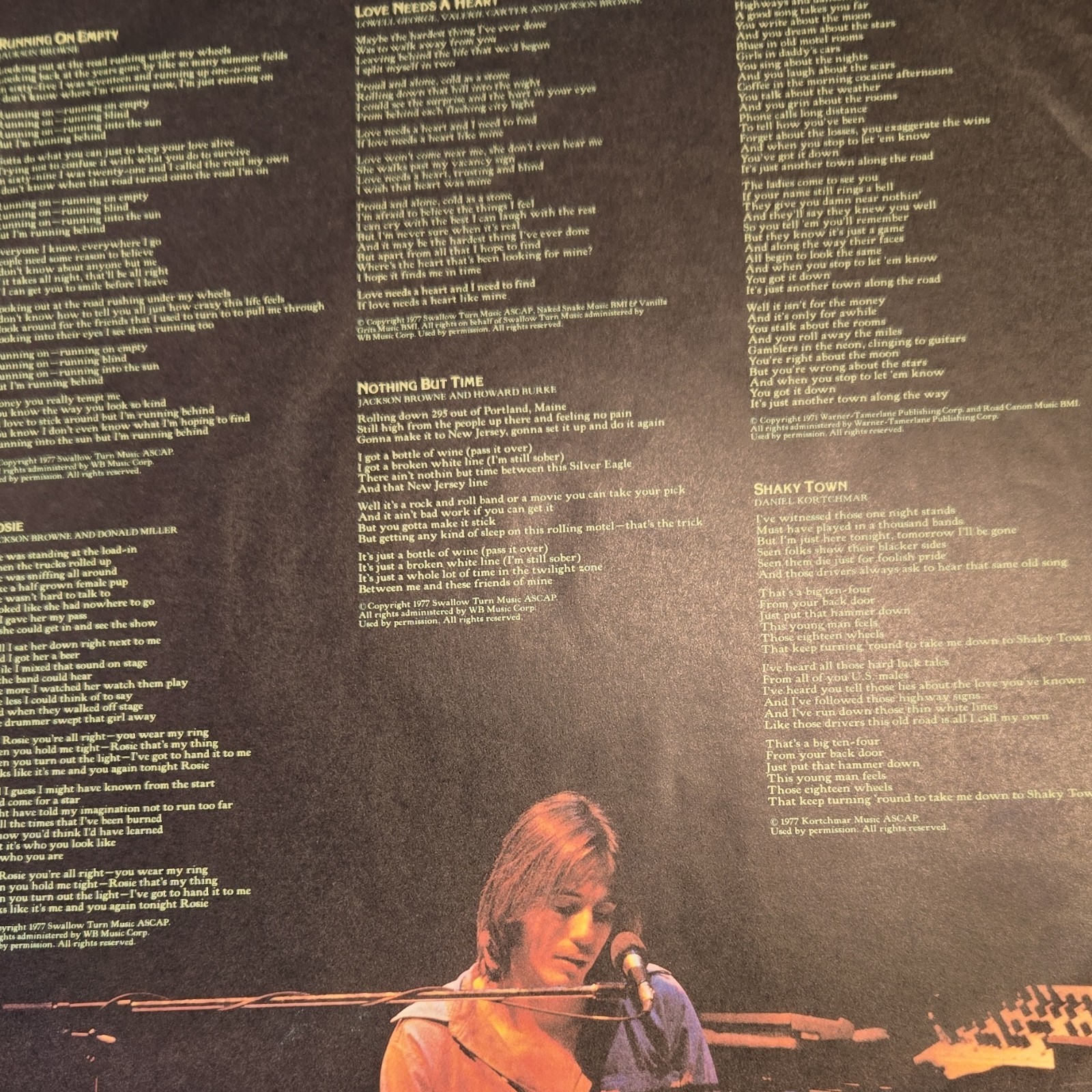 Jackson Browne Running on Empty Asylum 6E-113 1977 LP 33 RPM 12″ Vinyl