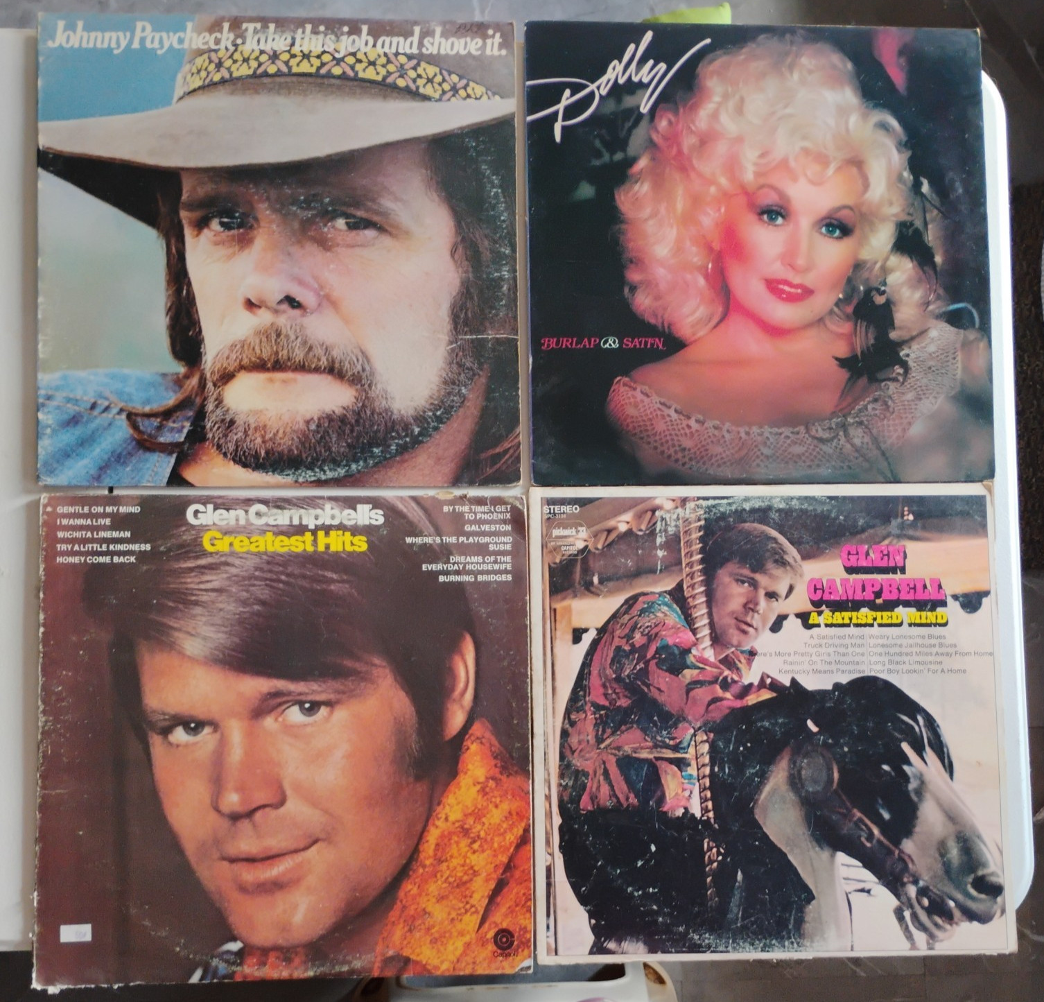 11 Assorted Vinyl Albums, Various Artists/Genres,D Parton, Sinatra, G Campbell