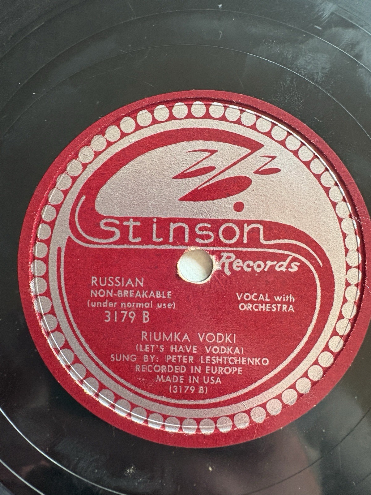Stinson 3179 Peter Leshtchenko Nastienka Riumka Vodki 78 RPM Record