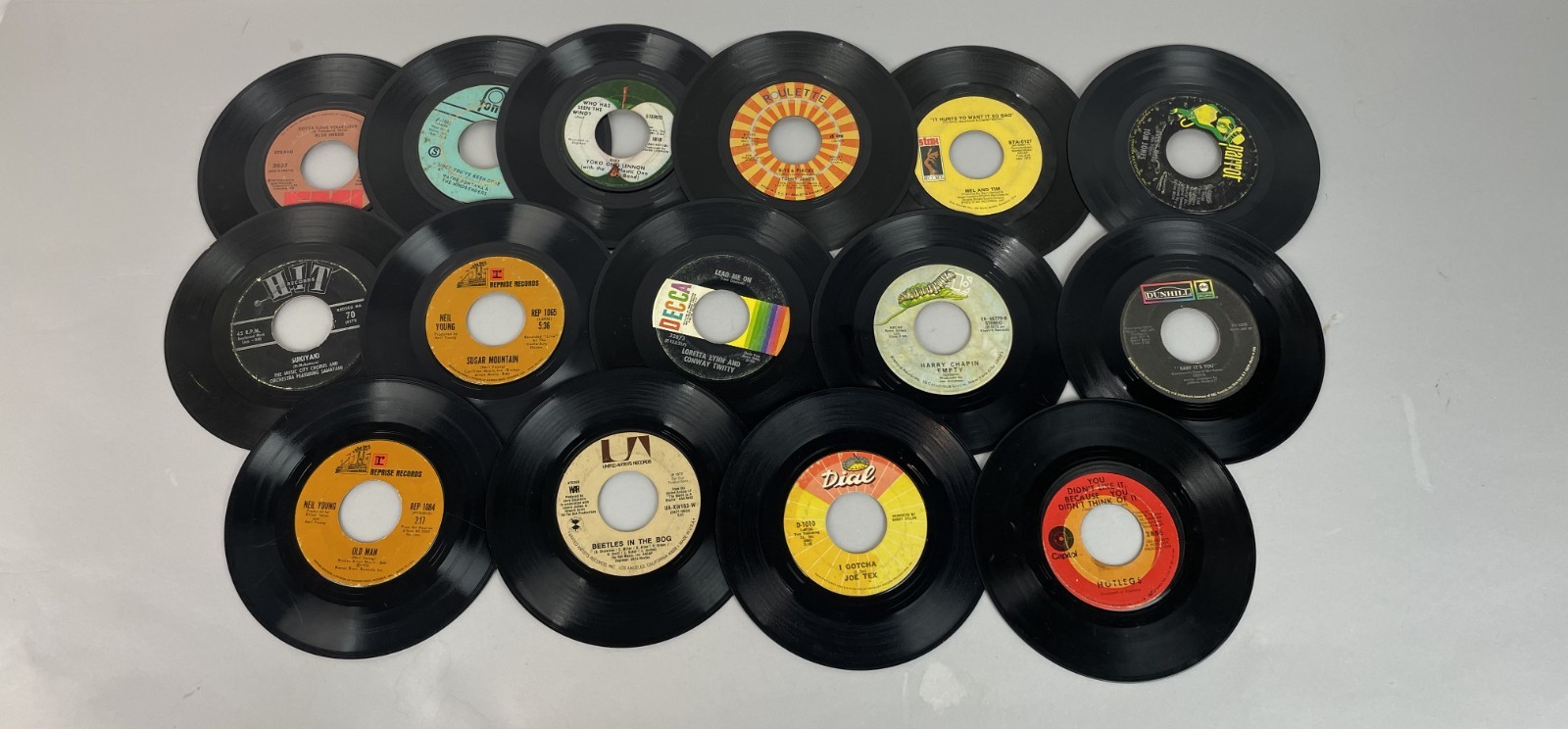 VTG 45 RPM Records Lot 15 Vintage 70s Rock Rockabilly Vinyl UNTESTED Scratched