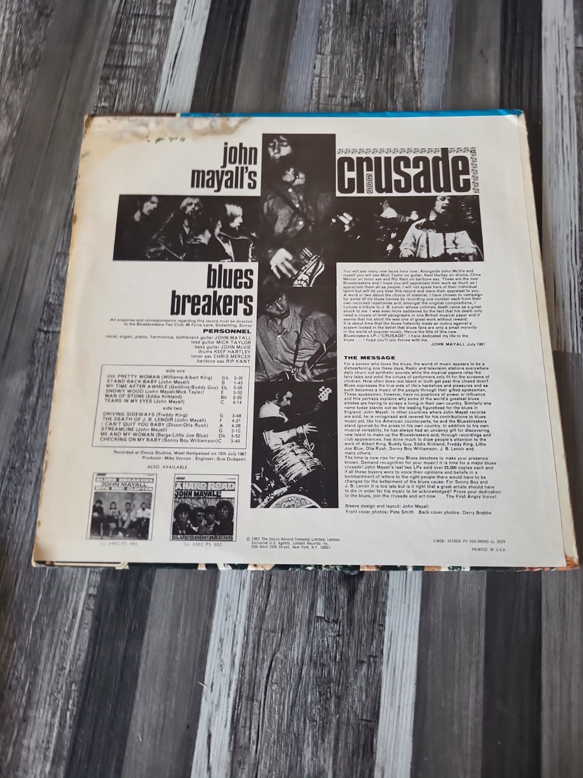 John Mayall’s – Blues Breakers Crusade (London PS 529) LP Album Vinyl Record