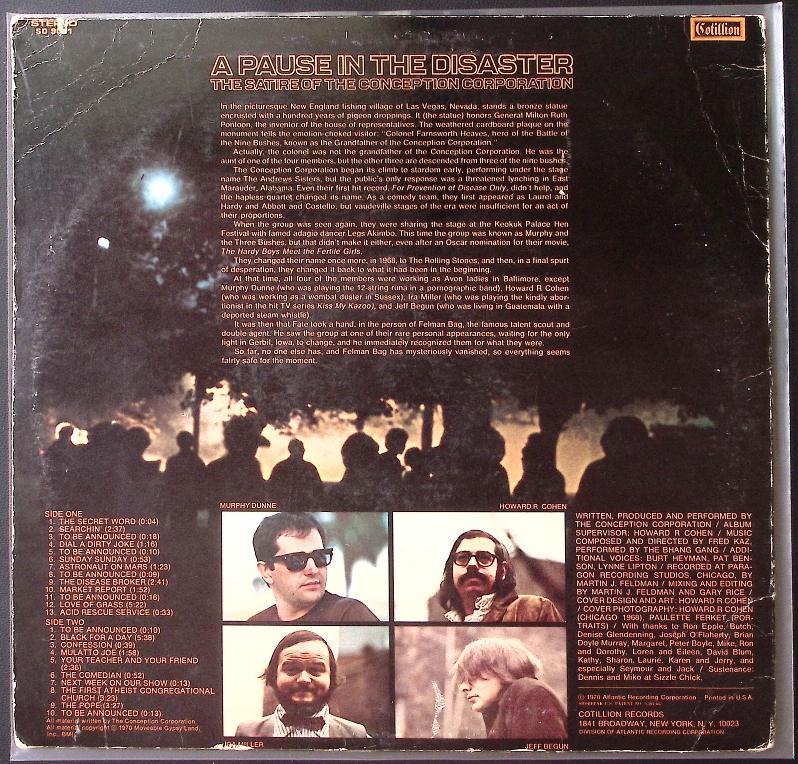 THE CONCEPTION CORPORATION A PAUSE IN THE DISASTER COMEDY VINYL LP 175-57