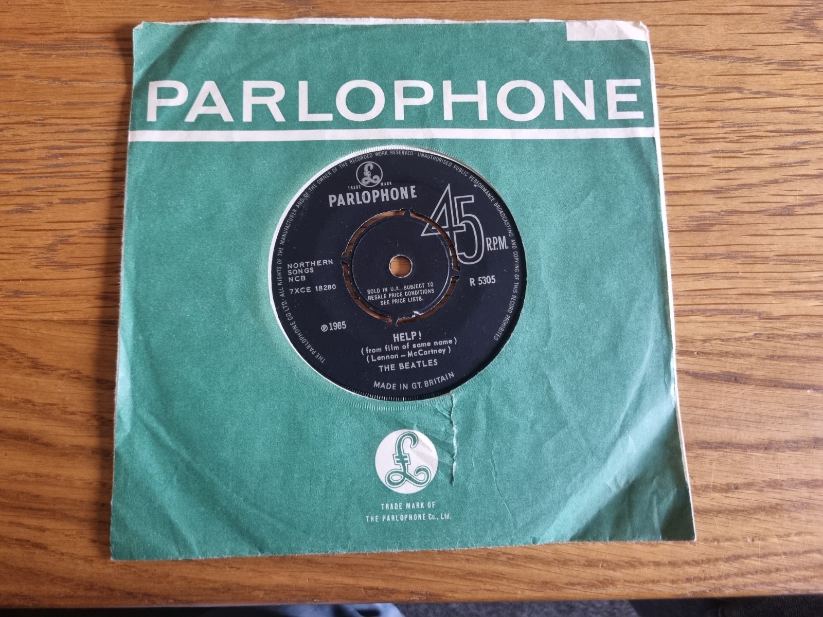 THE BEATLES – Help! 1965 First UK Pressing Parlophone Records R 5305 7″