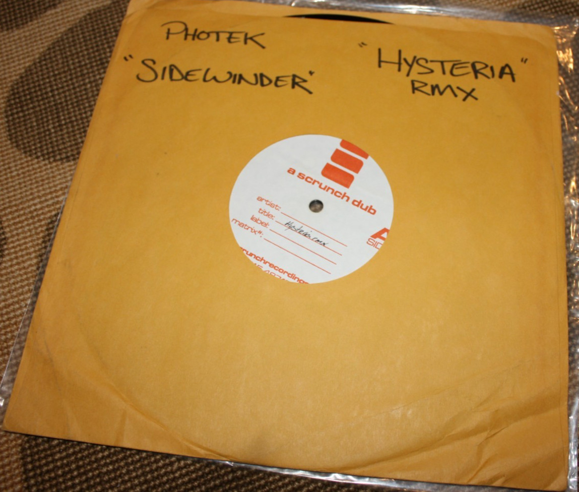 Scrunch Records 10″ Dubplate- Photek- Sidewinder, BC- Mass Hysteria (Hive Remix)