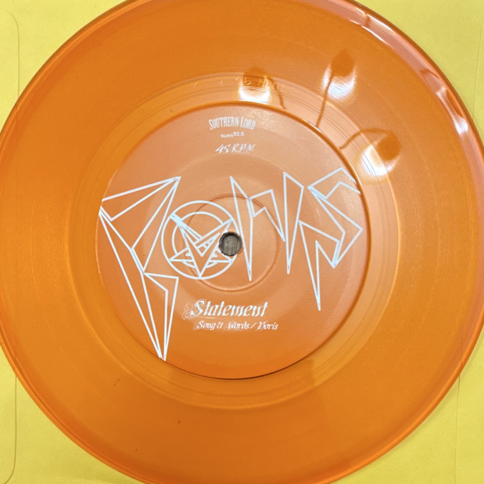 Boris Statement / Floor Shaker Vinyl Record Orange 45 RPM Southern Lord
