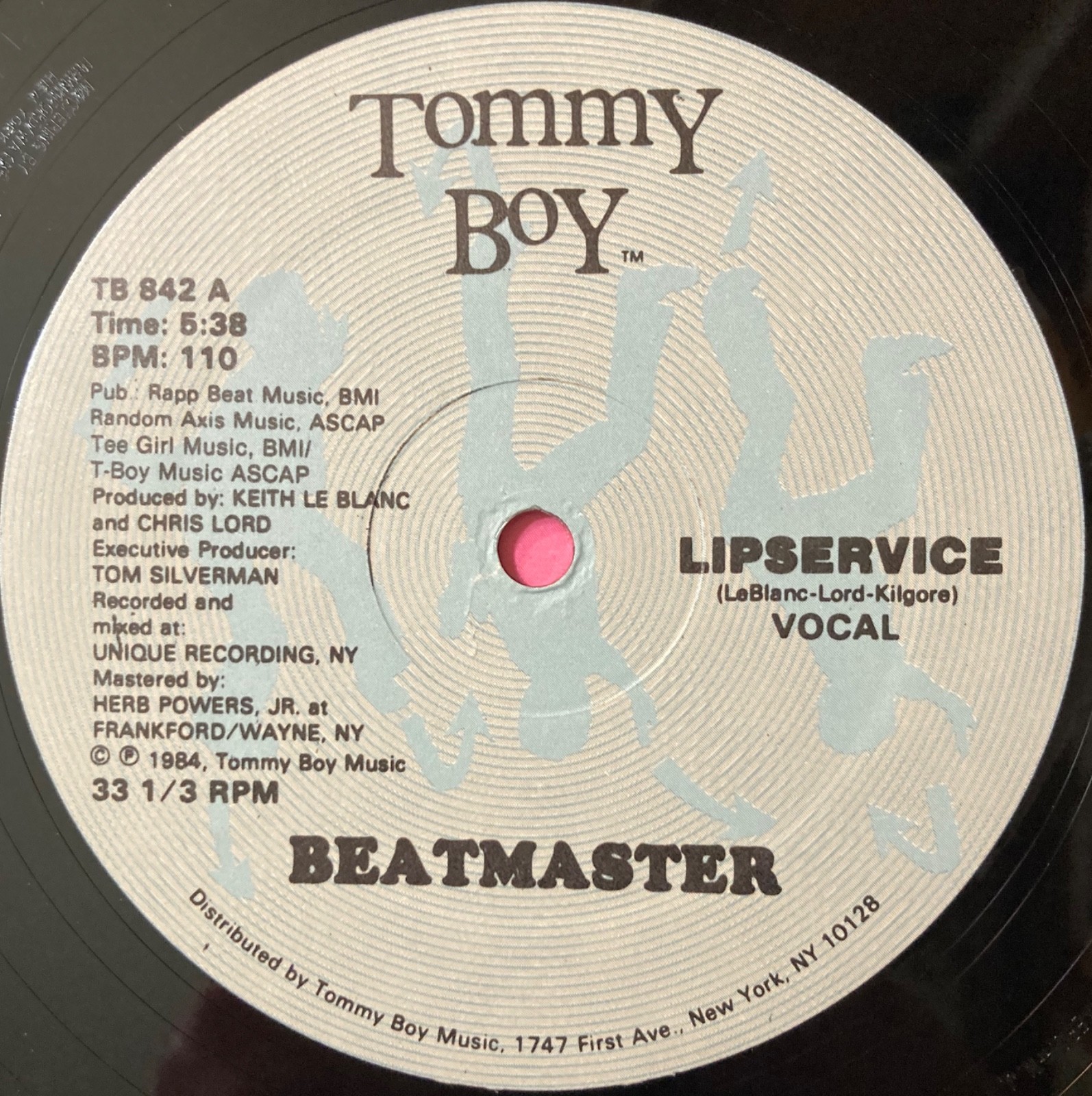BEATMASTER Lipservice 1984 DEBUT 12″ Single on Tommy Boy #842 ELECTRONIC HIP HOP