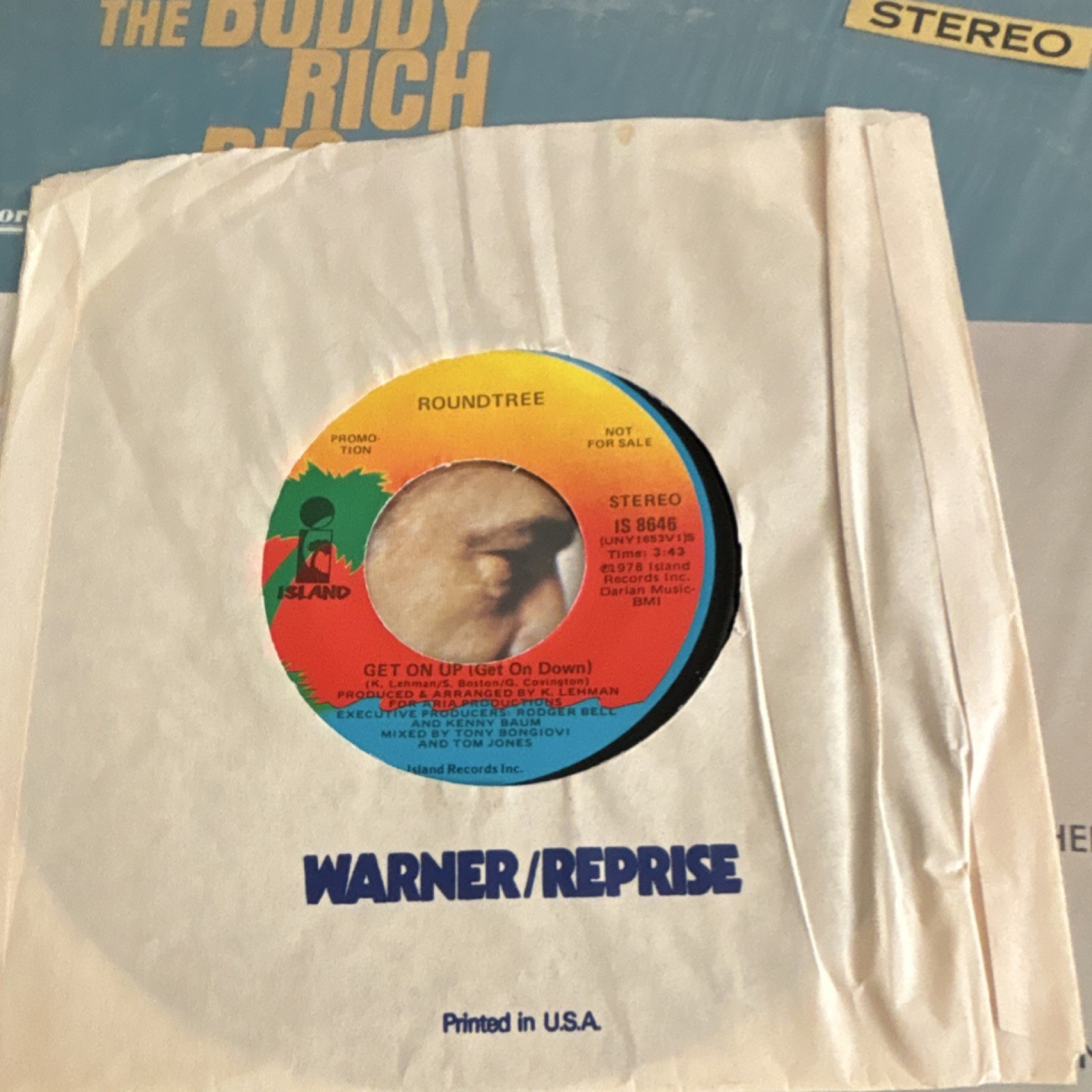 Roundtree Get On Up (Get On Down) Vinyl Single Soul 7″ 45 RPM Promo Paper Sleeve