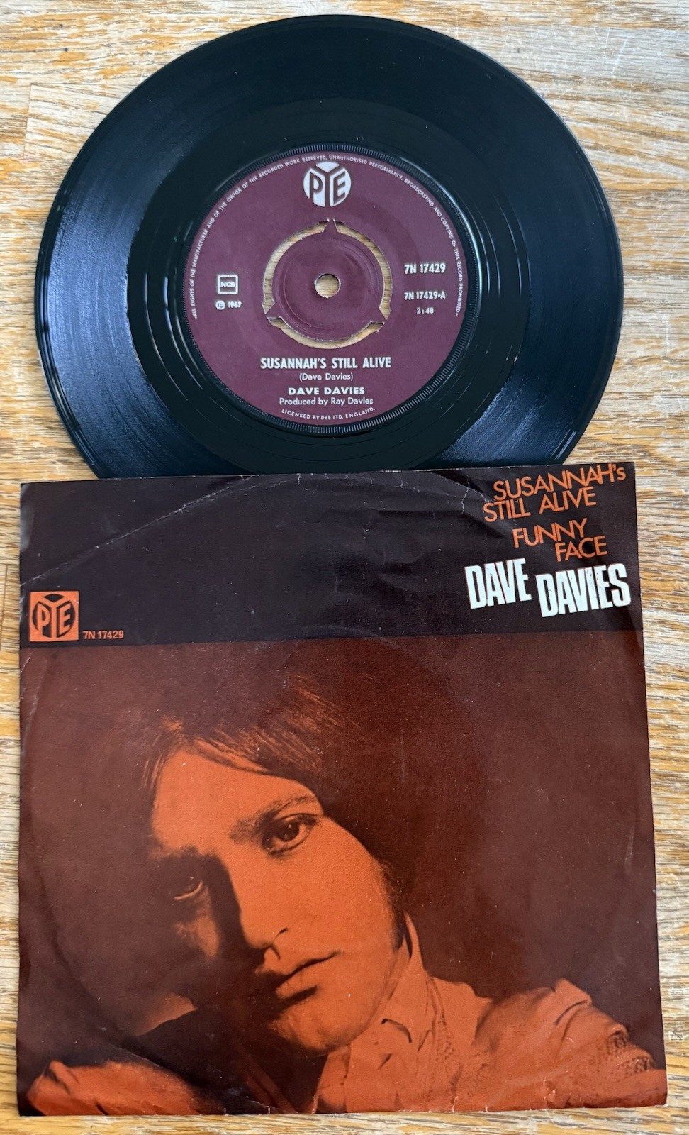 Dave Davies Susanna Still Alive Funny Face PYE Records 45rpm (1967) Norway Kinks