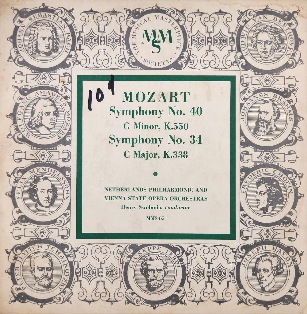 MMS-65 Mozart Symphony No. 40 G Minor K.550 & 34 C Major K.338 10″ Vinyl LP