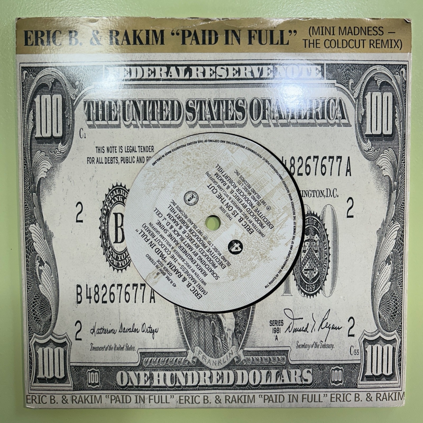 ERIC B & RAKIM – PAID IN FULL – 7″ Vinyl 45 RPM – BRW 78 – EX++/VG+