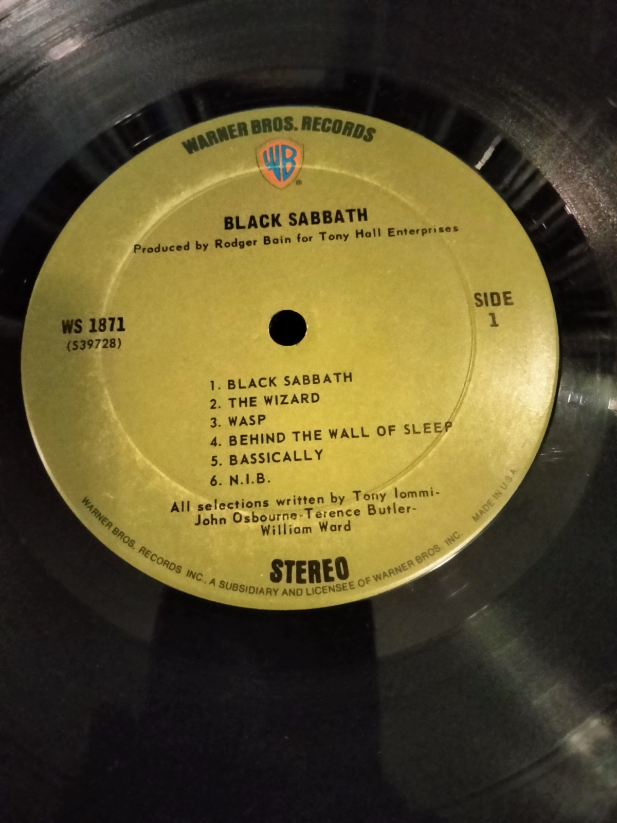 BLACK SABBATH 1970 1ST PRESS WS 1871 SELF TITLED LP VINYL GREEN LABEL 39728-1