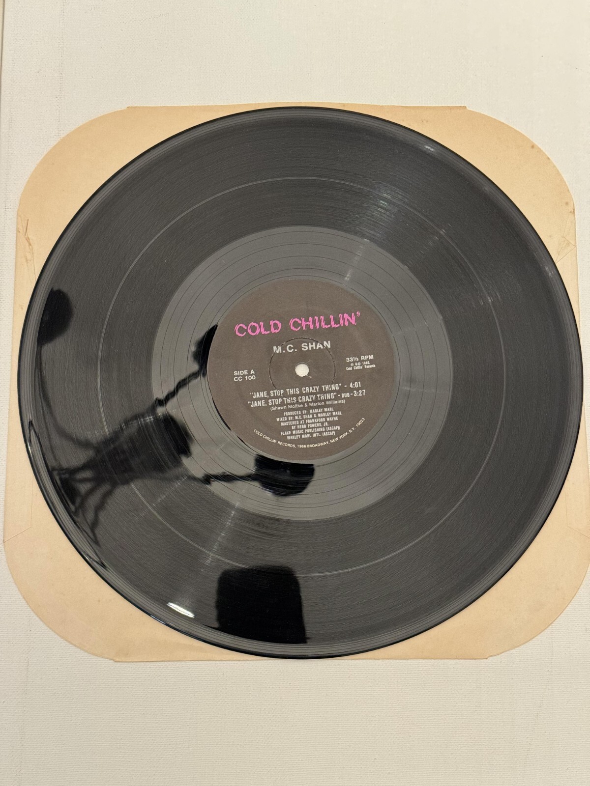 1986 – M.C. SHAN – JANE, STOP THIS CRAZY THING / COCAINE – COLD CHILLIN ORIGINAL